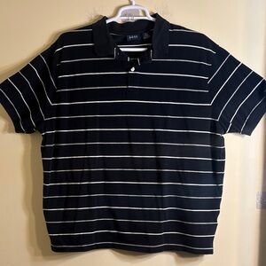 Harbor Bay Black and White Striped Polo Shirt Men’s 3XL